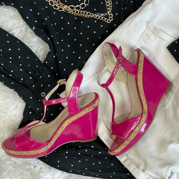 Dee Keller Shoes - Dee Keller Pink Patent Leather Wedge Shoes 37 1/2